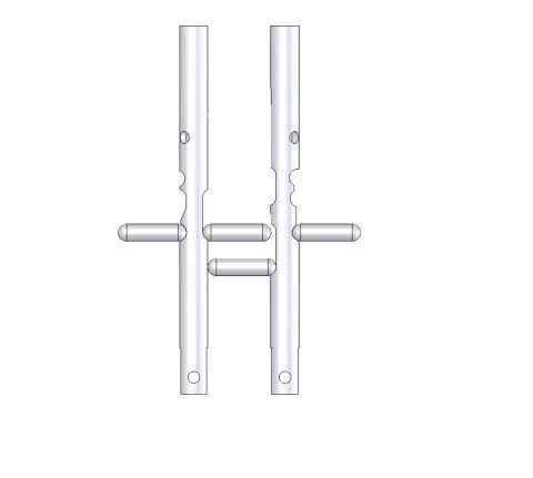 1967 Ford Bronco - Diagram shows two shift rails with pins, likely for a transmission or shifter mechanism.