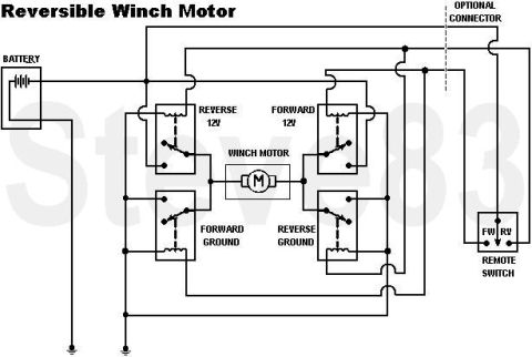 1983 Ford Bronco - Reversible Winch Motor This circuit uses common SPST continuous-duty relays, and will work on any DC motor. SPDT relays can replace each pa…