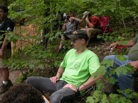 1990 Ford Bronco - The crowd sitting in the woods right above the ledge below Kodak Rock.