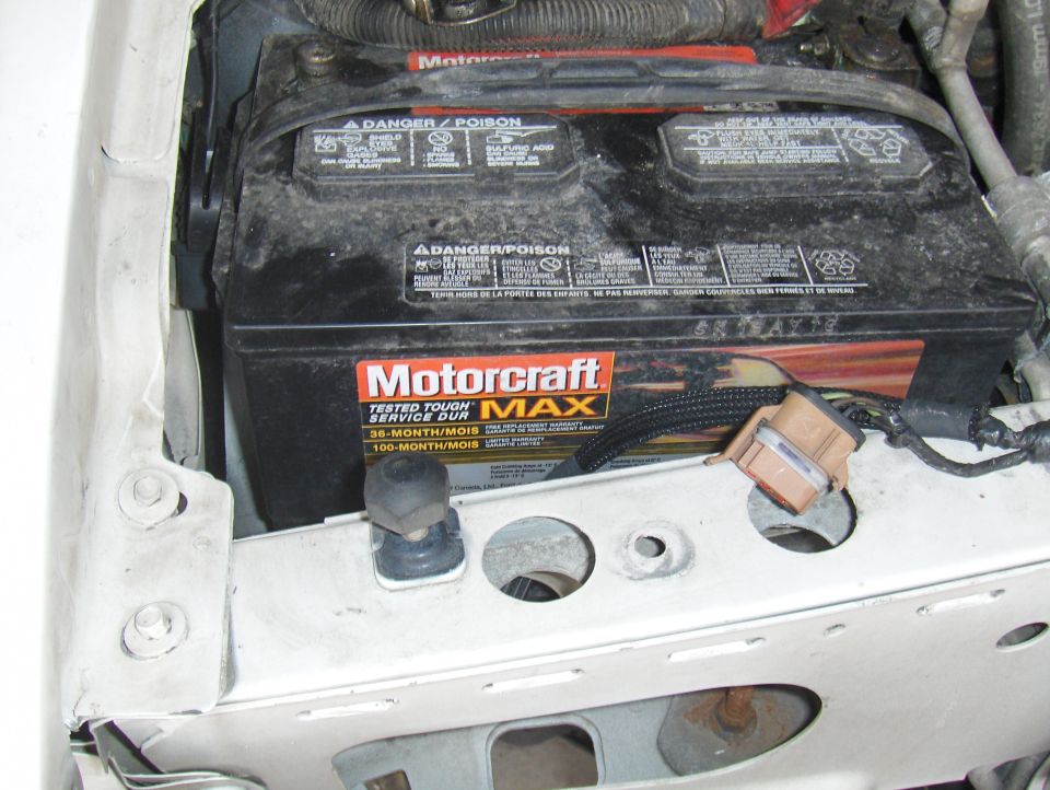 Motorcraft tested tough service dur battery with 36-month/mojis and 100-month/mojis warranty