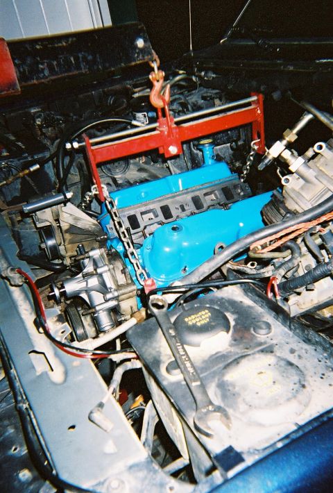 1988 Ford Bronco - Here is the engine lowered in.