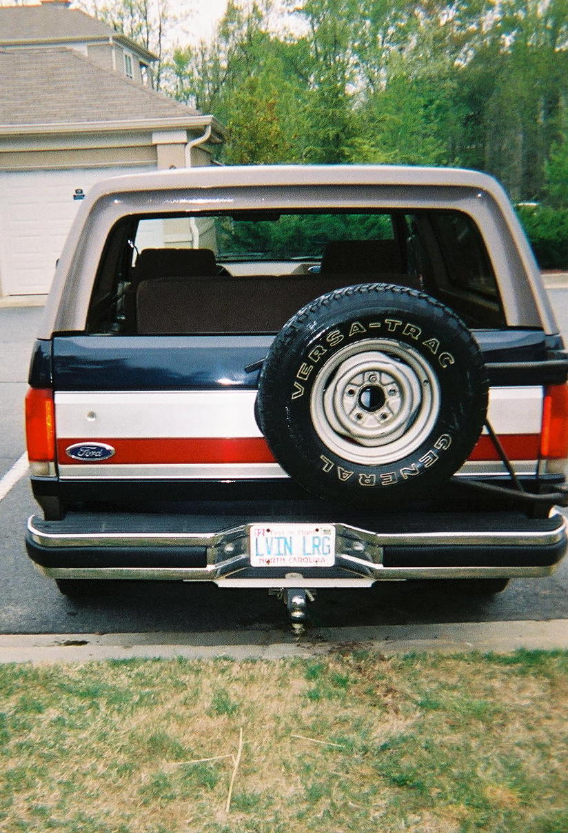 And the back, the old NC plate says "LVIN LGR" I might try to get "SZ DZMTR" here in GA.
