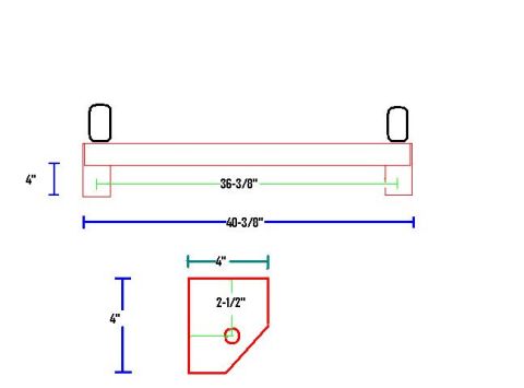 1984 Ford Bronco - 2x4x1/4in square tubing for xmbr, 4x4x1/4in for hangers
