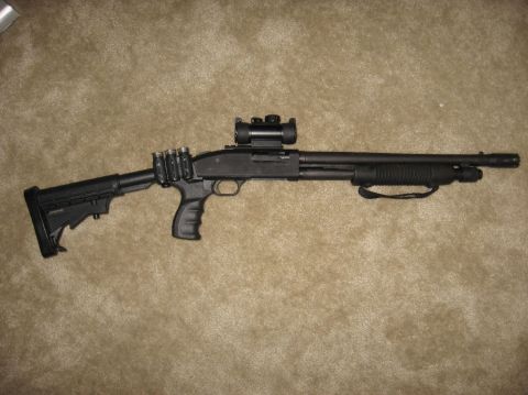 1978 Ford Bronco - Mossberg 500 Tactical Cruiser, Pro-Mag collapsible stock, Tru-Glo red dot sight.