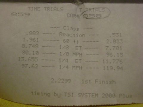 1981 Ford Mustang - third run, bad burn out, hit button after 60'
