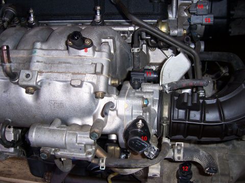1996 Ford Bronco - 8 - Intake Air Temp 10 - Throttle Position 11 - MAP 12 - VSS 15 - Ignition Coil 16 - TDC/CKP/CYP sensor