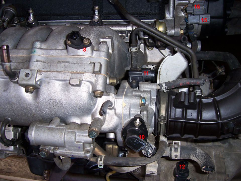 8 - Intake Air Temp
10 - Throttle Position
11 - MAP
12 - VSS
15 - Ignition Coil
16 - TDC/CKP/CYP sensor