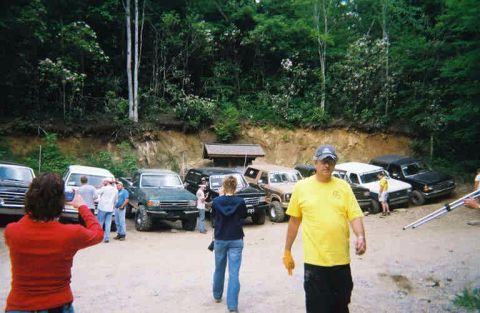 1988 Ford Bronco - Another shot of us lined up. There is Jim Wescot, our fearless leader who made it up the rock wall at Fain's Ford. That man was determined.