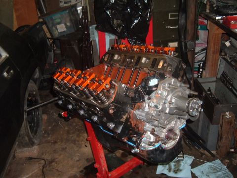 1981 Ford LTD - Alright! It's almost done. Oil pump and pan are on as are the timing cover and water pump. The water pump is a police version and cast iron…