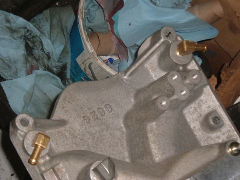 1981 Ford LTD - A better shot of the fittings installed. The hard part was holding the manifold steady in the drill press. I don't trust any human to be ab…