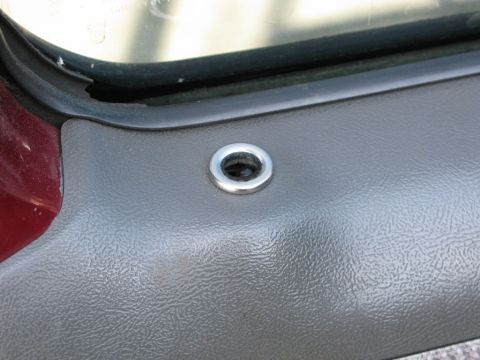 1991 Ford F-150 - Close-up view of the interior door lock mechanism on a 1991 Ford F-150.