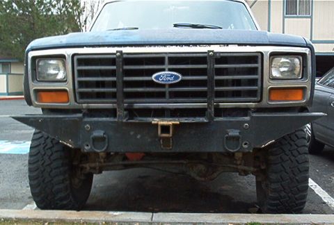 1986 Ford Bronco - I went nuts with the plasma cutter. I think functional won over beauty here. Also you can see my front receiver hitch.