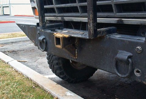 1986 Ford Bronco - Side view of the reciever hitch.