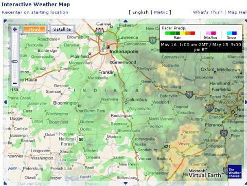 1985 Ford LTD Crown Victoria - Screenshot of an online interactive weather radar map of Indiana, not a vehicle technical document.