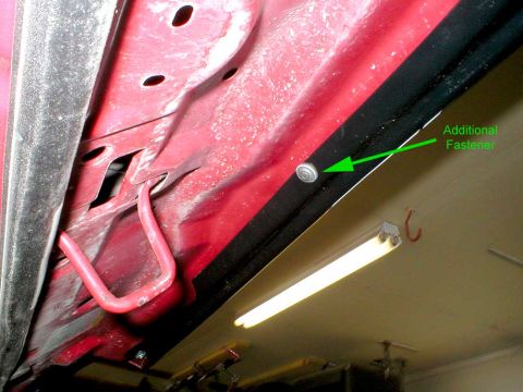 2003 Ford Escape - I added a fastener (3/8" sheet metal screw with the same rubberized washer used in the other 4 locations) in the very center of the bugflec…