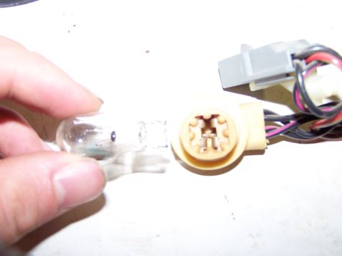 1995 Ford C-350 (Centurion Conversions) - A close-up of a light bulb and its corresponding socket, likely for automotive use.