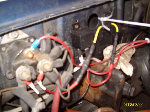 1988 Ford Bronco - Close-up view of vehicle engine bay wiring, showing various connections and electrical components.