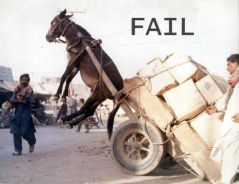 2000 Mercury Grand Marquis - A horse struggles to pull a heavily loaded cart, with people watching nearby.