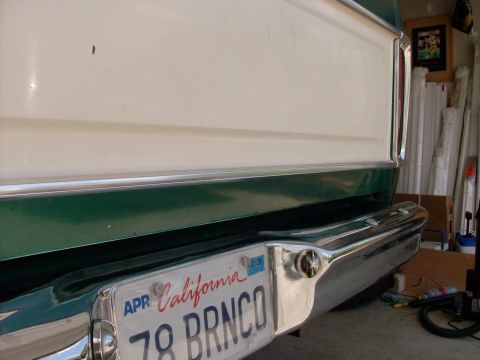 1978 Ford Bronco - Rear view of a 1978 Bronco, showing the California license plate and chrome bumper.