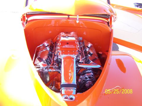 1972 Ford Ranchero - Custom hot rod engine bay with polished chrome engine components. Photo taken on 05/25/2008.