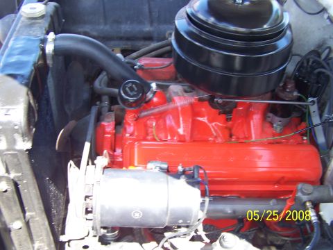 1972 Ford Ranchero - The engine bay shows a red painted V8 engine with a black air filter housing and a date stamp from 2008.