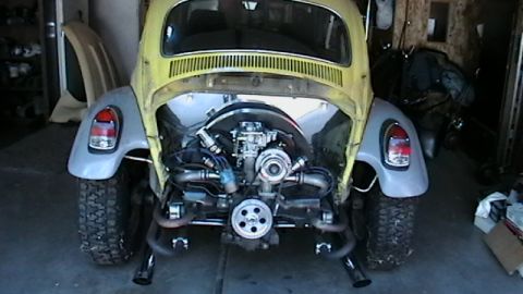 1970 Volkswagen Beetle - Before taking the carburetor apart, no cage on the wheels. Notice the fenders and lights aren't straight :) that'll be fixed in the near fu…