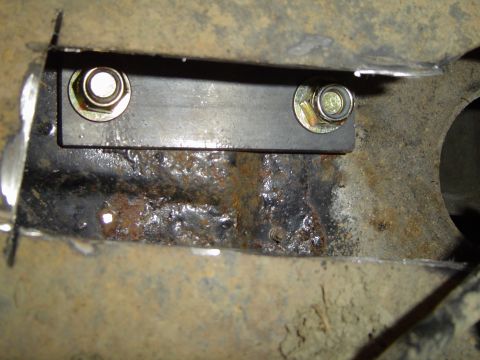 1978 Ford Bronco - And the hole we cut in the rear body support for access to install another plate