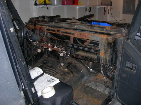 1991 Jeep Wrangler - Tearing the dash down.