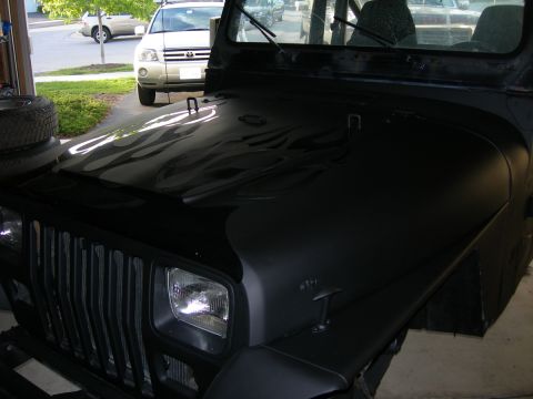 1991 Jeep Wrangler - Front, with the flames