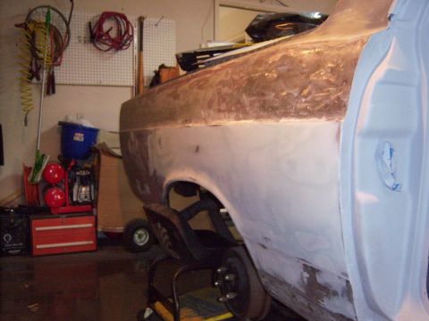 1967 Ford Ranchero - cleaning up the smashed right side qtr