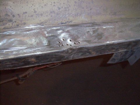 1967 Ford Ranchero - one last small repair in the bar that goes between the frame rails and under the tail gate
