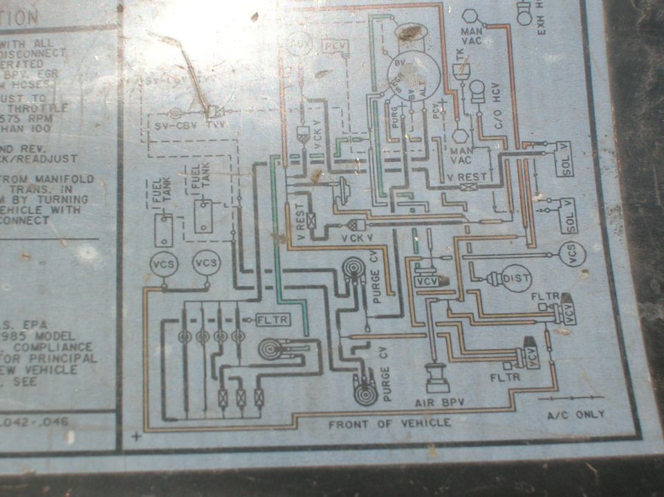 Vacuum hose diagram for a 1985 Ford Bronco