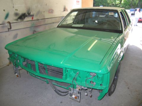 1991 Ford LTD Crown Victoria - Photo of a sedan front end during restoration, not a technical document.