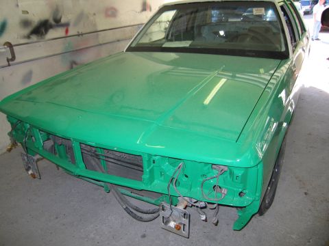 1991 Ford LTD Crown Victoria - Photo of a sedan front end during restoration, not a technical document.