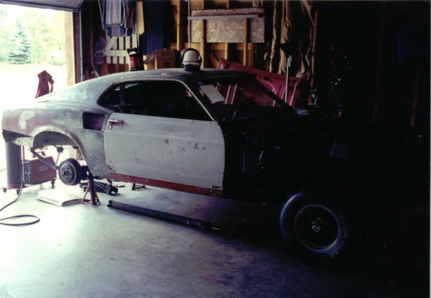 painted engine bay and cut quarter panel