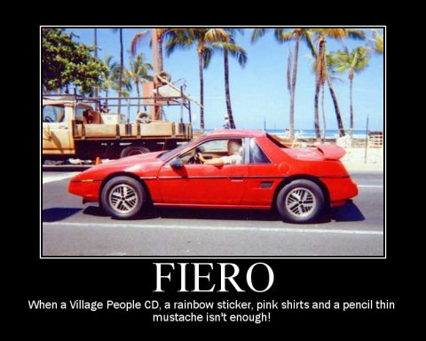 1971 Ford Ranchero - A red Pontiac Fiero is seen driving on a sunny day with palm trees and the ocean in the background.