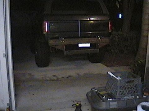 1992 Ford Bronco - Rear view of a 1992 Ford Bronco showing a custom fabricated rear bumper.