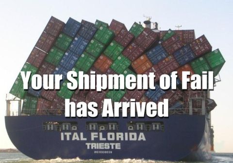 1991 Ford Probe - An internet meme image of the container ship "ITAL FLORIDA" of Trieste with its deck stacks of shipping containers collapsed and leaning si…