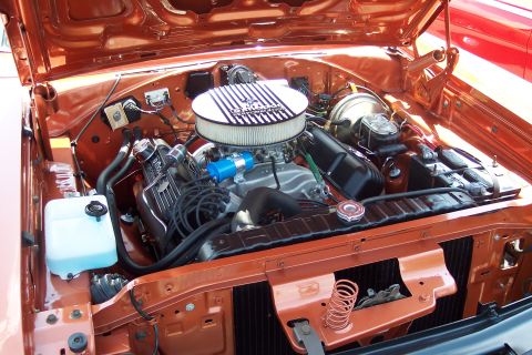 2001 Ford Crown Victoria - Engine bay details of a classic car, a V8 engine and custom air cleaner.