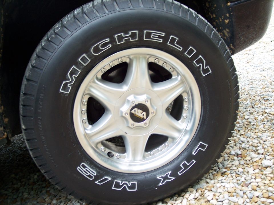 Michelin LTX M/S white-letter tire on a polished six-spoke ASA alloy wheel