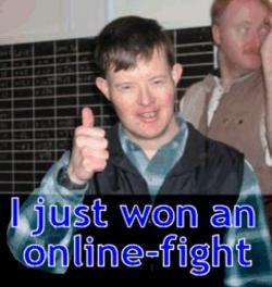 1992 Ford Mustang - A man gives a thumbs up while wearing a plaid shirt and vest. Text overlay reads "I just won an online-fight".