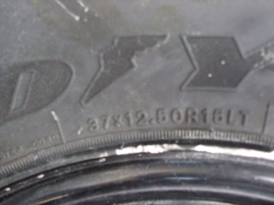 Tire sidewall with size 37x12.50R16LT