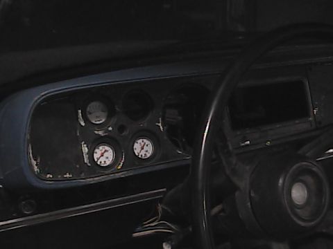 1980 Dodge Magnum - The dashboard shows several gauges, including what appears to be a voltmeter and an oil pressure gauge.