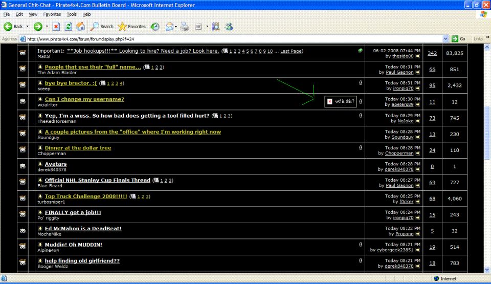 Computer screen showing a list of text entries