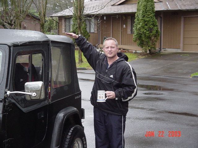 The Jeep is this high. Note ugly guy!