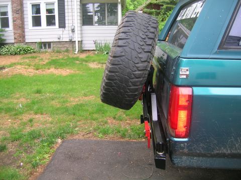 1996 Ford Bronco - Rear view of a 1996 Ford Bronco showing its spare tire carrier and bumper.