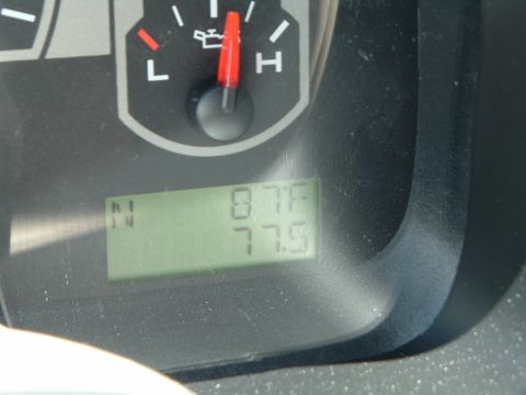 2008 Ford F-150 - Close-up of a vehicle's dashboard gauges, including an oil pressure indicator and a digital display showing temperature and gear selection.