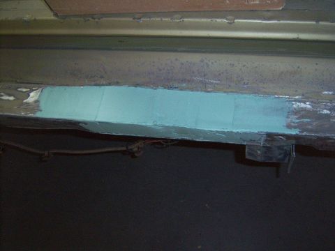 1967 Ford Ranchero - bent rear cross member under tail gate... pulled it out best i could but it used alot of filler