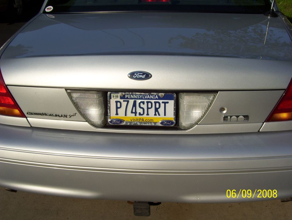 2003 Ford Crown Victoria rear with Pennsylvania license plate P74SPRT