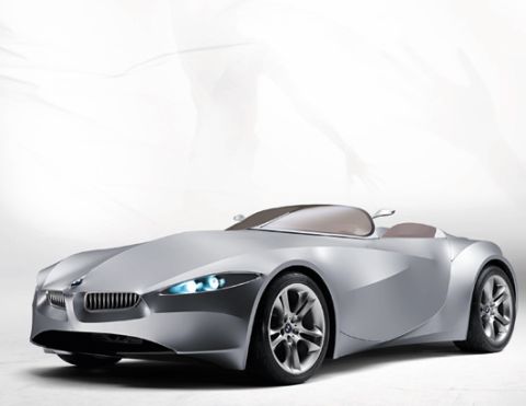 2001 Ford Crown Victoria - This silver convertible concept car features a distinctive BMW grille and a , futuristic design.